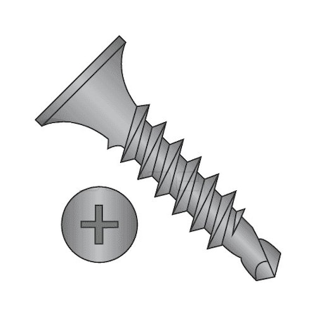 Newport Fasteners Self-Drilling Screw, #6 x 1-7/8 in, Black Phosphate Steel Flat Head Phillips Drive, 5000 PK 285275-5000